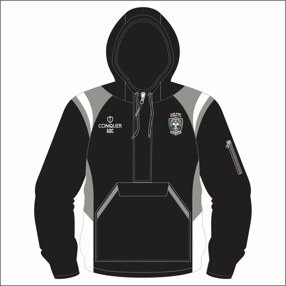 Tycroes RFC 1/4 Zip Hooded Windbreaker (Kids)