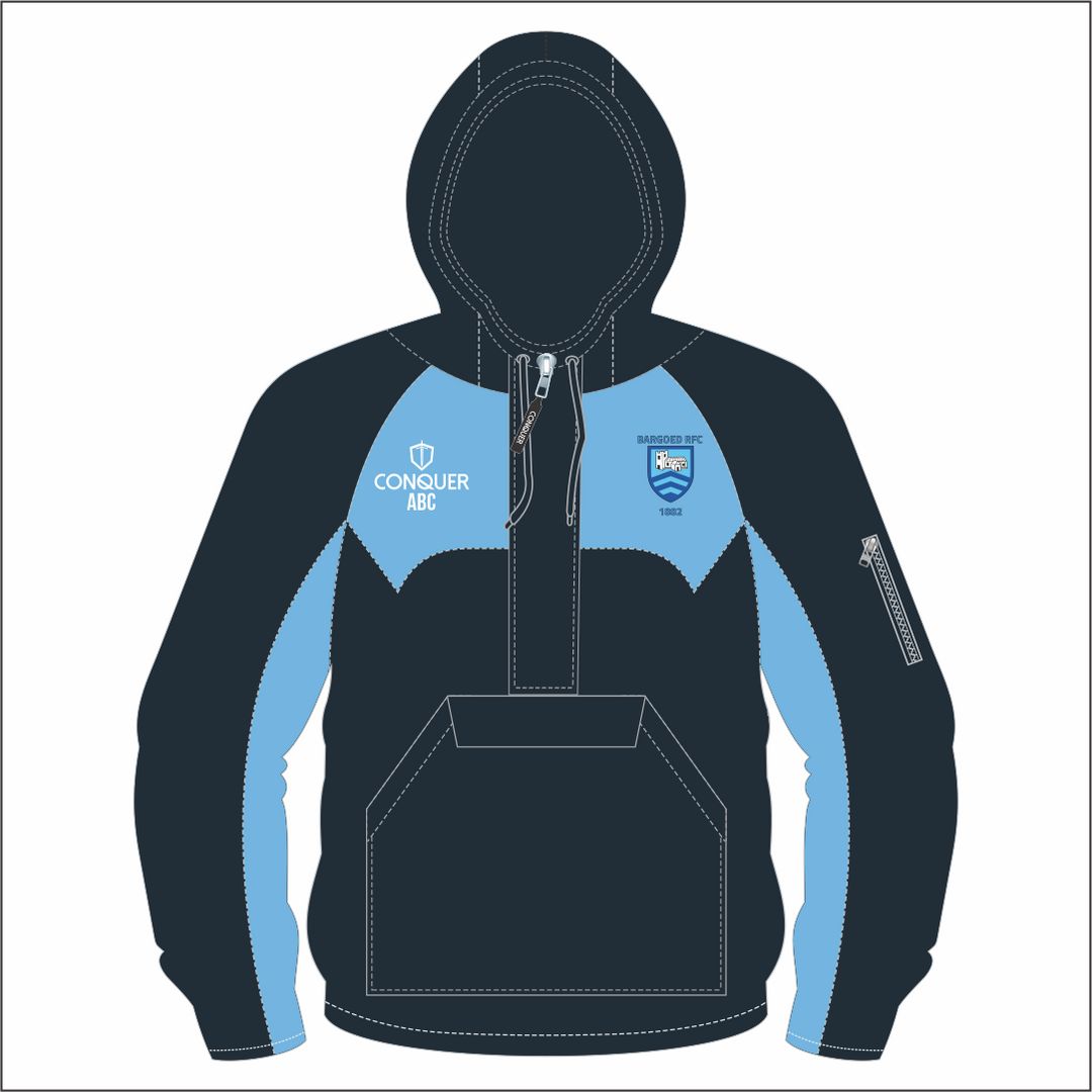 Bargoed RFC 1/4 Zip Hooded Windbreaker