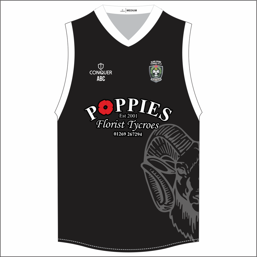 Tycroes RFC Black Aussie Vest