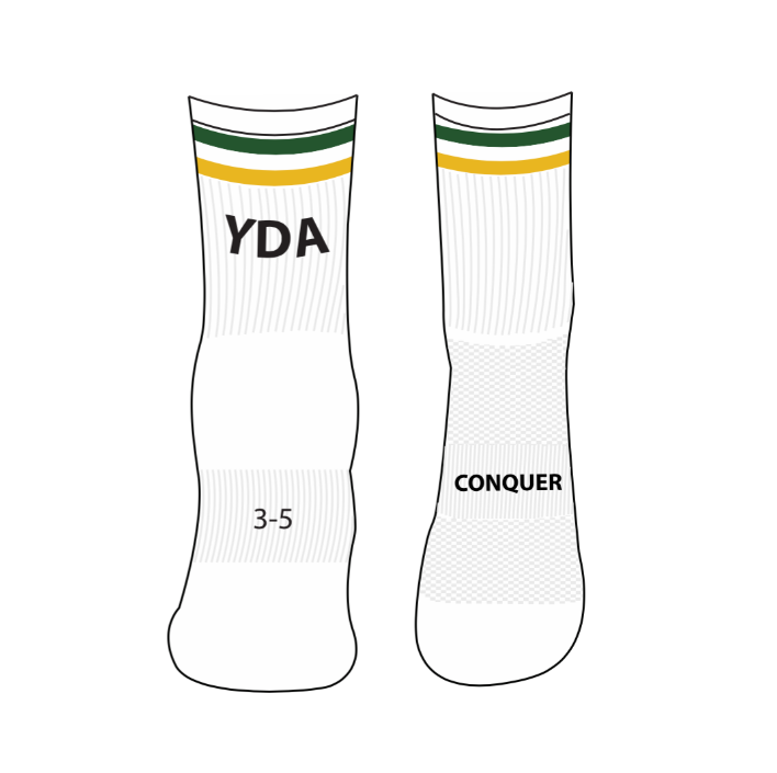 YDA Rugby Academy Crew Socks (White)